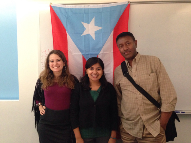 Left to right: Coral Salomón, Aman Kaur, and Girmaye Misgna, three of the organizer’s of a recent UPenn mapathon to aid in Puerto Rican relief efforts. Photo Courtesy Coral Salomón
